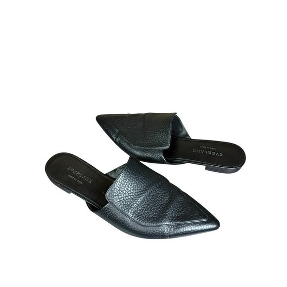 EVERLANE The Boss Mule Black Pebbled Italian Leather Pointed Toe Size 7 - Picture 3 of 10